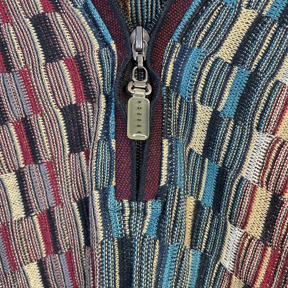Tundra Vintage Mercerized Cotton Zip Textured Grandpa Slim Fit sweater Mens L - Picture 3 of 11